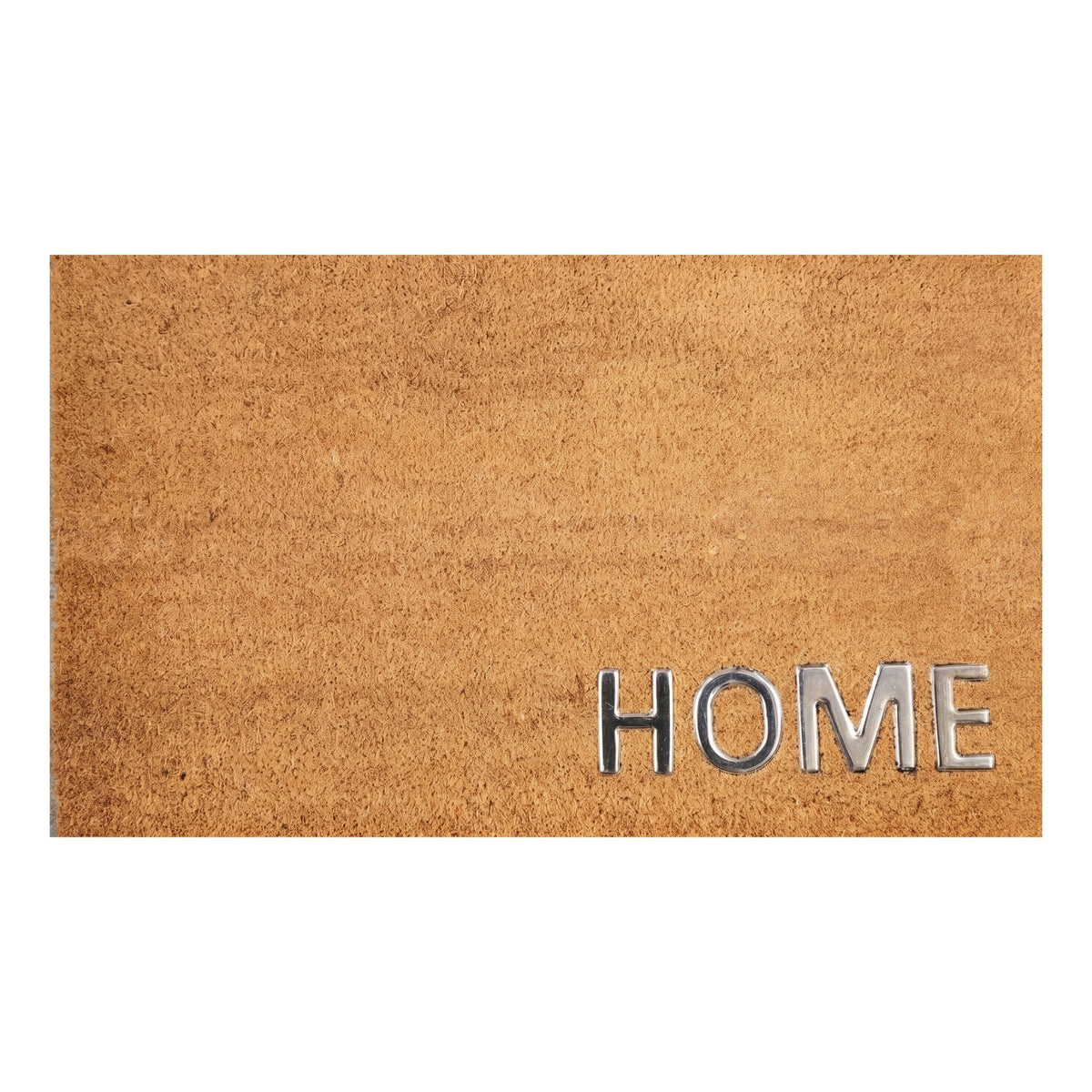 Natural Coir Door Mat 45 x 75 cm with Stainless Steel Home Accent Durable Front Entrance Welcome Mat Dirt Trapper