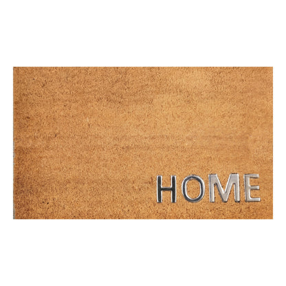 Natural Coir Door Mat 45 x 75 cm with Stainless Steel Home Accent Durable Front Entrance Welcome Mat Dirt Trapper