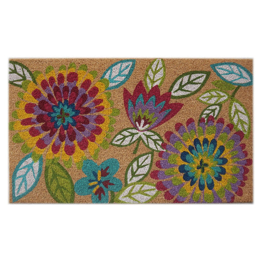 Door Mat Deluxe Coir Latex Multi Floral 45 x 75 cm Doormat