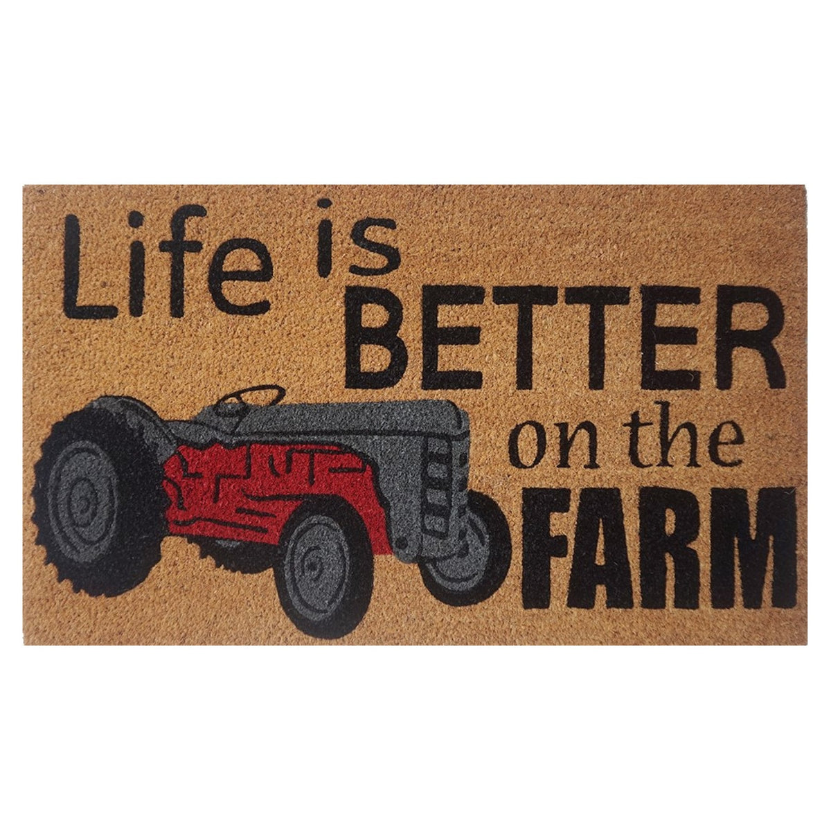 Farm Tractor Coir Doormat 45 x 75 cm Natural Coconut Fibre Non-Slip Front Door Entrance Welcome Mat Shoe Scraper