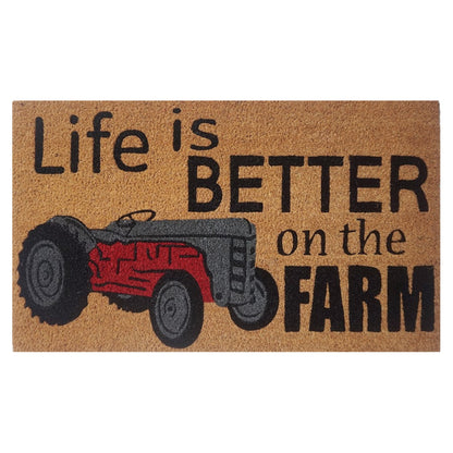 Farm Tractor Coir Doormat 45 x 75 cm Natural Coconut Fibre Non-Slip Front Door Entrance Welcome Mat Shoe Scraper