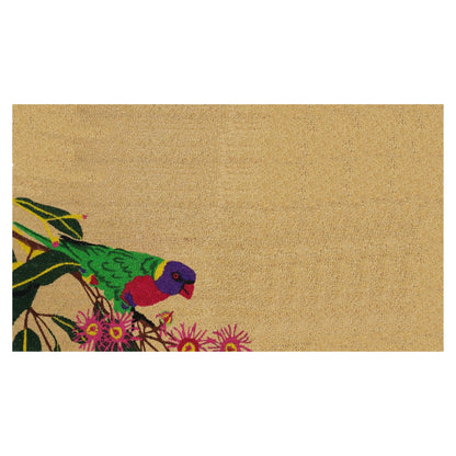 Rainbow Lorikeet Natural Coir Doormat 45 x 75 cm Outdoor Front Door Entrance Welcome Mat Australian Native Bird