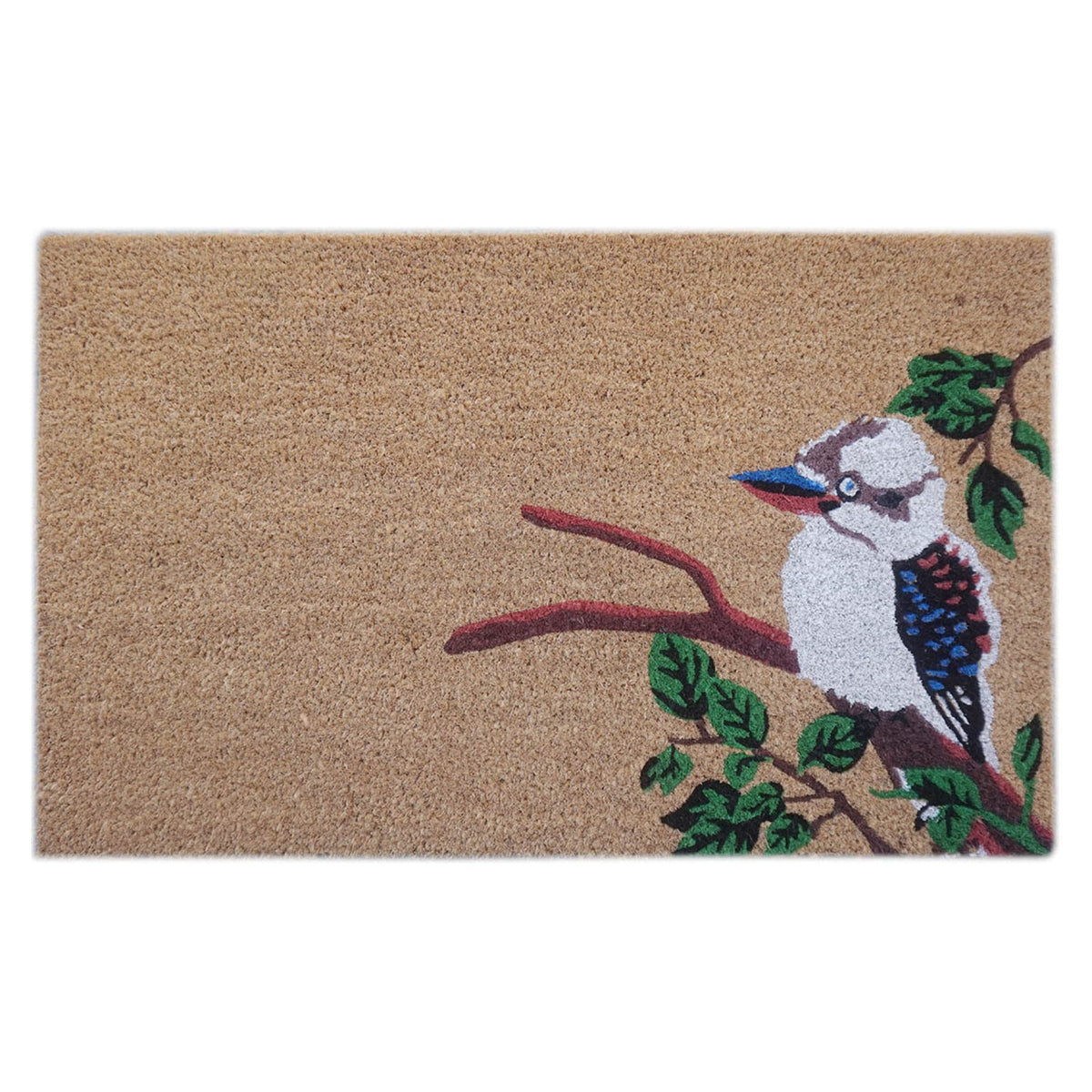 Kookaburra Bird Natural Coir Door Mat 45 x 75cm Non-Slip PVC Backed Front Entrance Welcome Mat Outdoor Dirt Scraper