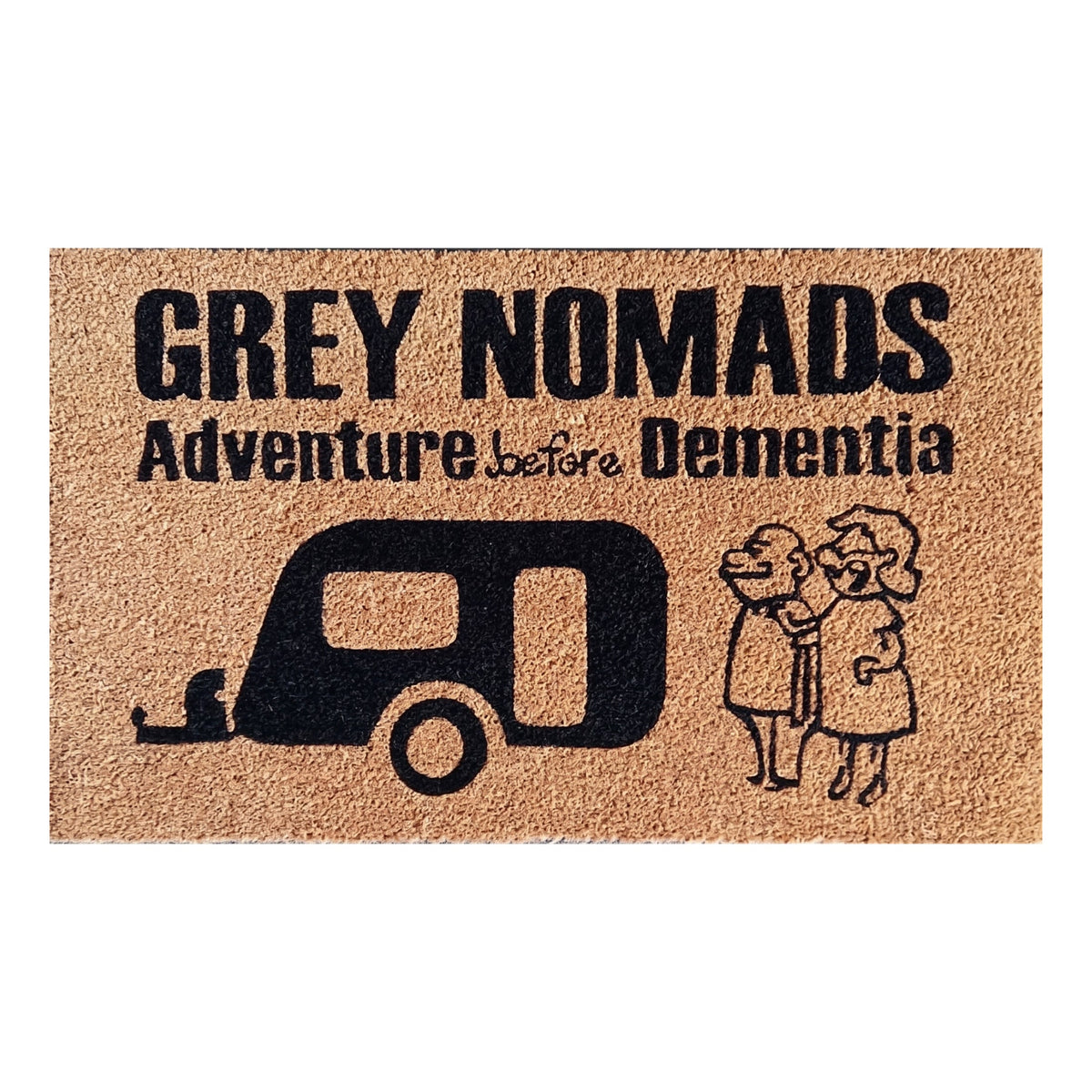 Grey Nomads Caravan Coir Door Mat 45 x 75 cm Non-Slip Natural Fibre Outdoor Entrance Welcome Mat Camping Doormat