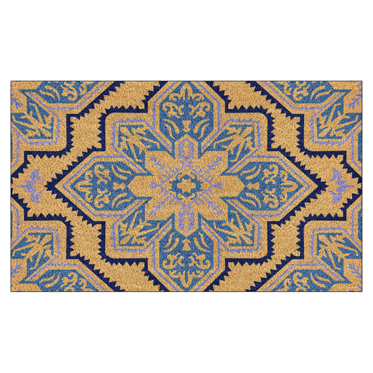 Door Mat Deluxe Coir Backed Blue Mosaic 45 x 75 cm Doormat