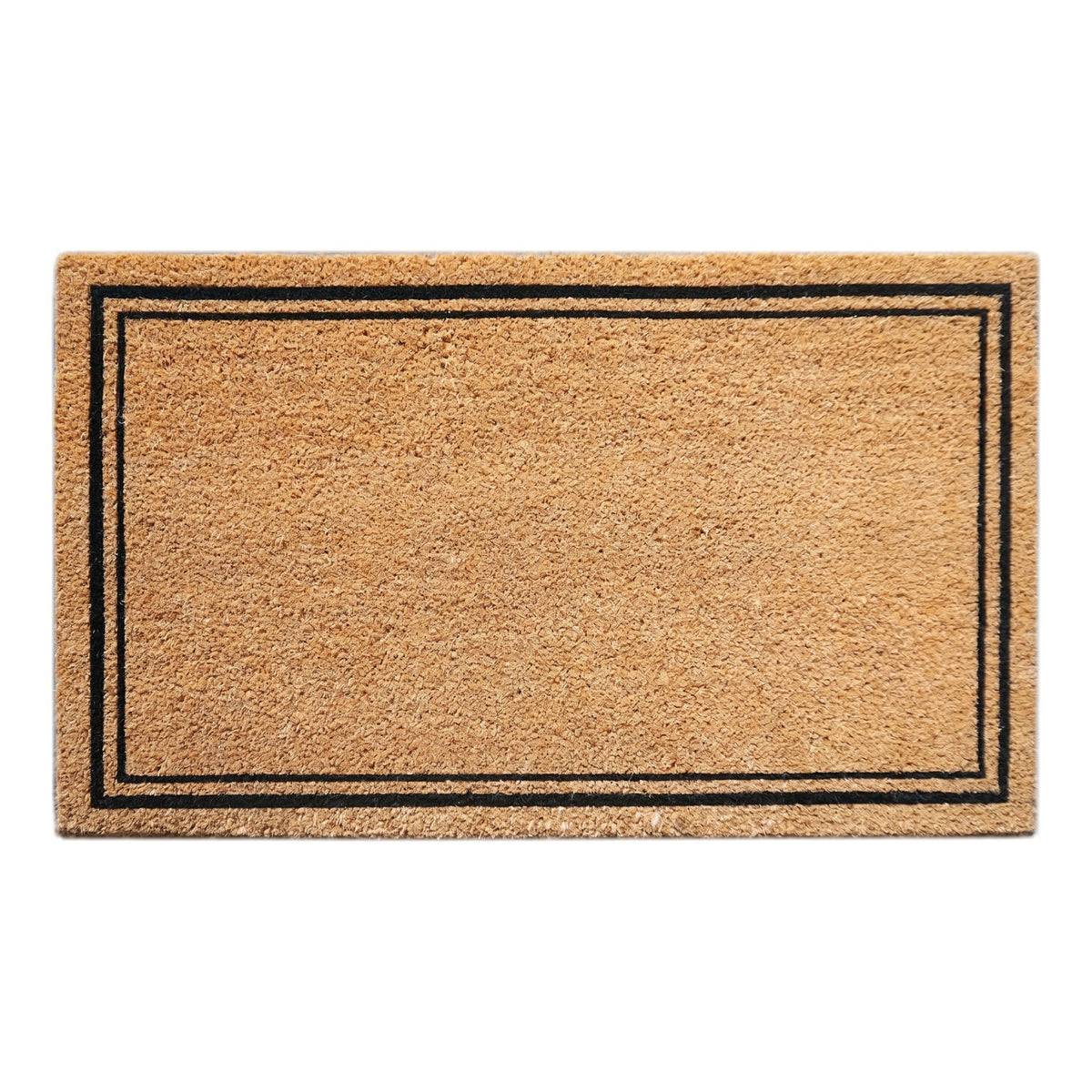 Natural Coir Door Mat 45 x 75 cm Thin Double Border Entrance Doormat Non-Slip PVC Backing Low Clearance Dirt Trapper