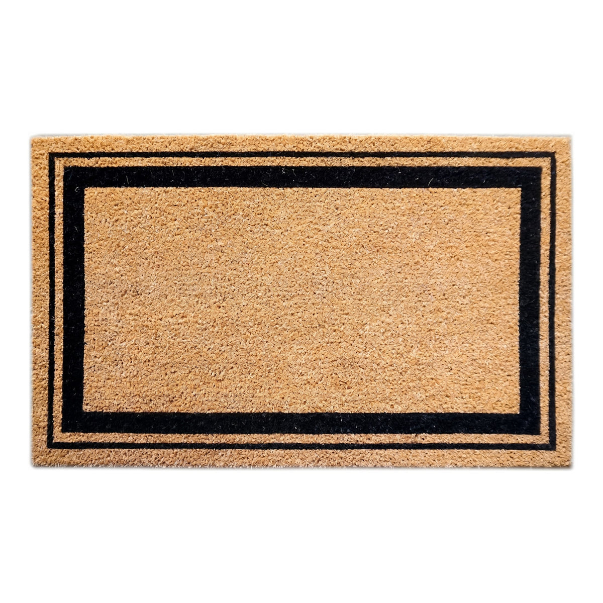 Natural Coir Door Mat 45 x 75 cm Double Black Border Heavy Duty Non-Slip PVC Back Low Profile Front Entrance Doormat