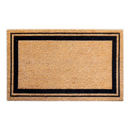 Natural Coir Door Mat 45 x 75 cm Double Black Border Heavy Duty Non-Slip PVC Back Low Profile Front Entrance Doormat