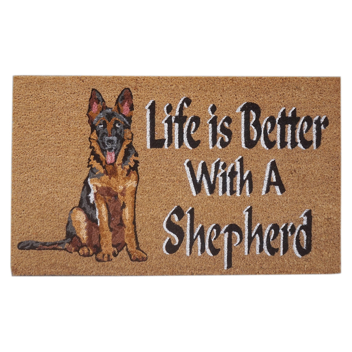German Shepherd Dog Natural Coir Door Mat 45 x 75 cm Non Slip PVC Back Front Door Welcome Mat Entrance Doormat