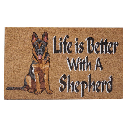 German Shepherd Dog Natural Coir Door Mat 45 x 75 cm Non Slip PVC Back Front Door Welcome Mat Entrance Doormat