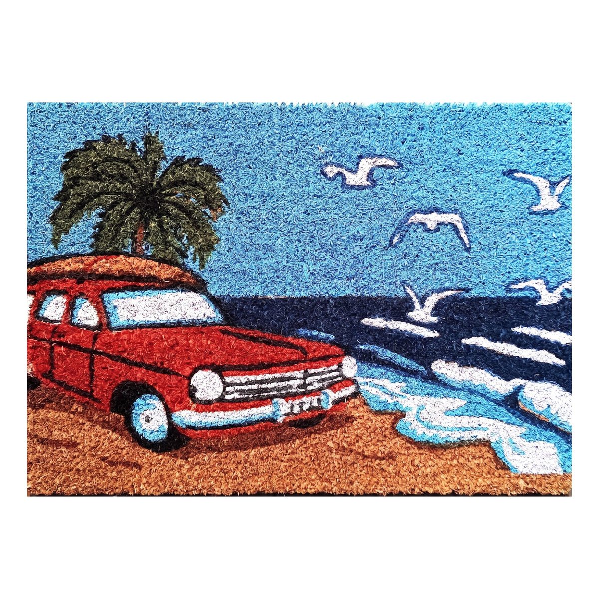 Door Mat Deluxe Coir Latex Red EH Car Surf Coastal Beach 40 x 55 cm Doormat