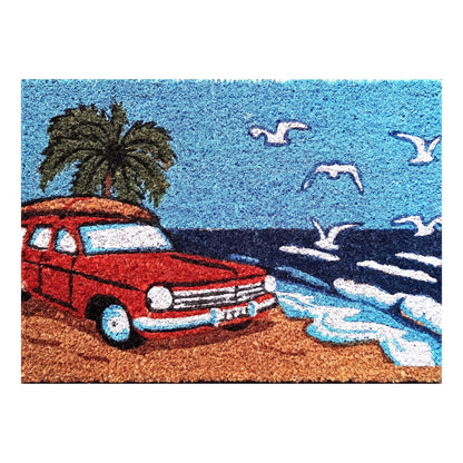 Door Mat Deluxe Coir Latex Red EH Car Surf Coastal Beach 40 x 55 cm Doormat