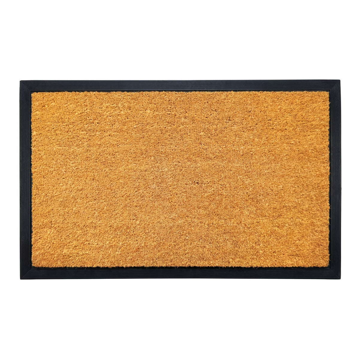 Natural Coir Door Mat with Black Border 58 x 89 cm, Non-Slip PVC Backed Heavy Duty Front Entrance Scraper Doormat