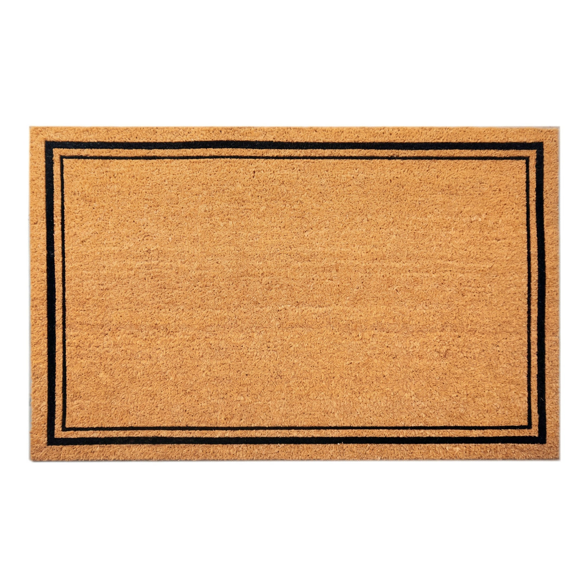Large Natural Coir Doormat 58 x 89 cm Double Black Border Heavy Duty Non-Slip PVC Backed Front Door Entrance Mat