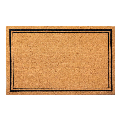 Large Natural Coir Doormat 58 x 89 cm Double Black Border Heavy Duty Non-Slip PVC Backed Front Door Entrance Mat