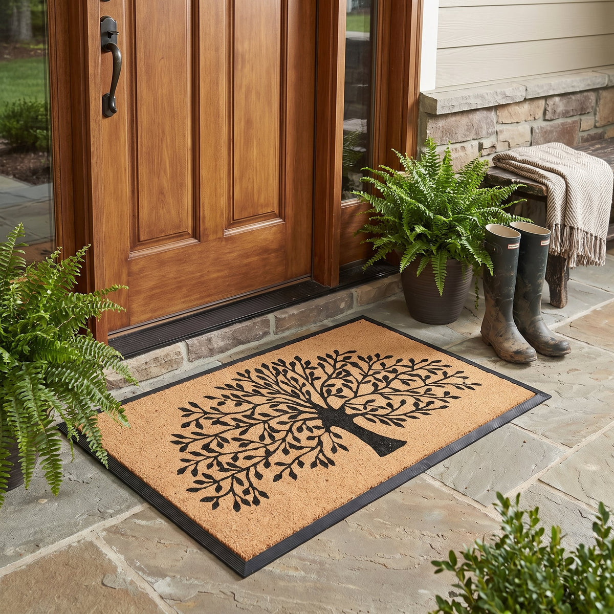 Tree of Life Extra Large Doormat 75 x 120 cm Slimline Low Clearance Front Door Entrance Mat Dirt Scraper