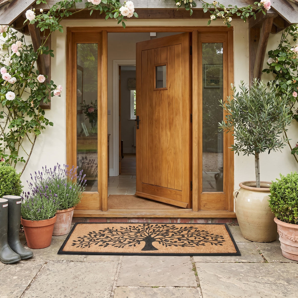 Tree of Life Extra Wide Door Mat 40 x 120 cm Slimline Low Clearance Front Entrance Runner Dirt Scraper Doormat