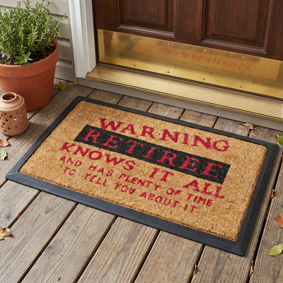 Funny Retiree Knows Front Door Mat 40 x 70 cm Slimline Low Profile Dirt Scraper Novelty Welcome Mat Indoor Outdoor