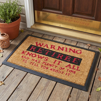 Funny Retiree Knows Front Door Mat 40 x 70 cm Slimline Low Profile Dirt Scraper Novelty Welcome Mat Indoor Outdoor