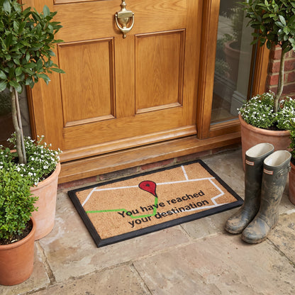 Destination Map Coir Door Mat 40 x 70 cm Natural Coconut Fibre Front Entrance Doormat Low Profile Rubber Border