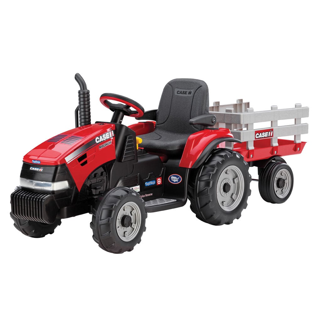 Case IH Magnum 12V Battery-Powered Kids Ride-On Tractor with Detachable Trailer, 2 Speeds & Parent Lockout