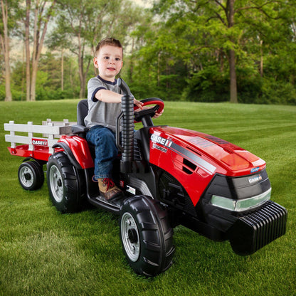 Case IH Magnum 12V Battery-Powered Kids Ride-On Tractor with Detachable Trailer, 2 Speeds & Parent Lockout