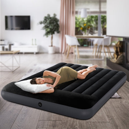 Intex Dura-Beam Classic Inflatable Queen Airbed Mattress with Pillow Rest Black