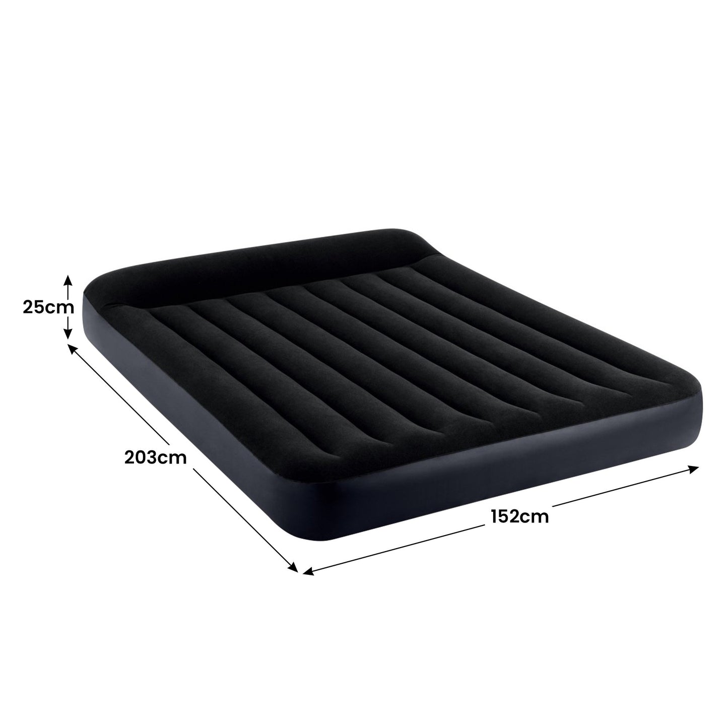 Intex Dura-Beam Classic Inflatable Queen Airbed Mattress with Pillow Rest Black