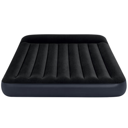 Intex Dura-Beam Classic Inflatable Queen Airbed Mattress with Pillow Rest Black