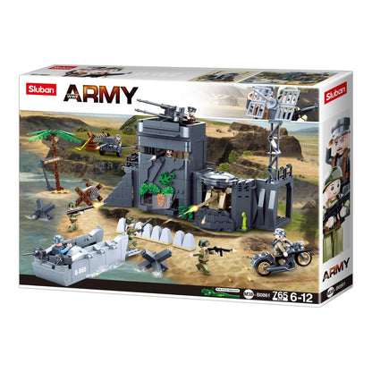 Sluban B0861 Model Kit WWII Atlantic Wall Coastal Bunker Defense Normandy DDay Military Base Outpost Army DIY Set Toy