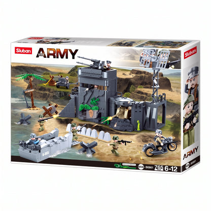 Sluban B0861 Model Kit WWII Atlantic Wall Coastal Bunker Defense Normandy DDay Military Base Outpost Army DIY Set Toy