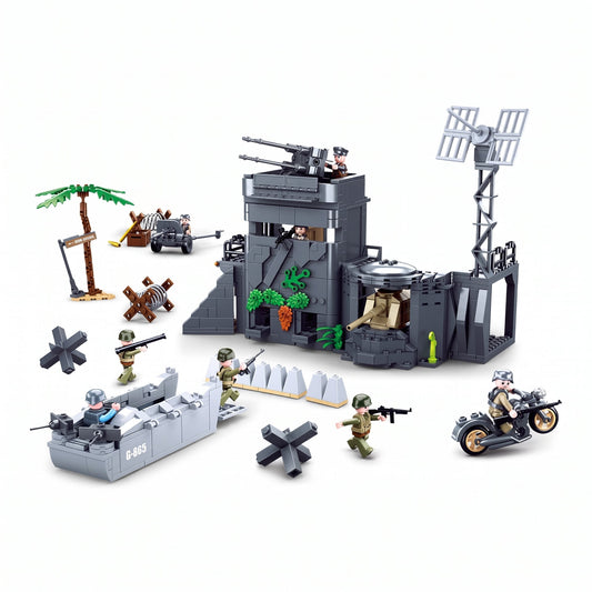 Sluban B0861 Model Kit WWII Atlantic Wall Coastal Bunker Defense Normandy DDay Military Base Outpost Army DIY Set Toy