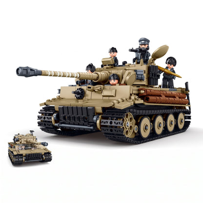Sluban B1533 Model Kit 1:35 Tiger I Tank German Panzer WWII Army Military Building Blocks DIY Toy Construction Set