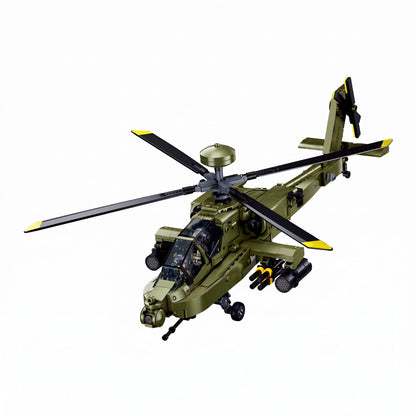 Sluban B1536 Model Kit 1:44 AH-64D Apache Attack Helicopter Chopper Gunship Army Military Air Force Blocks DIY Set Toy