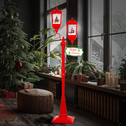 Christabelle Christmas Lamp Post with Lights Music & Snow - Red 195cm