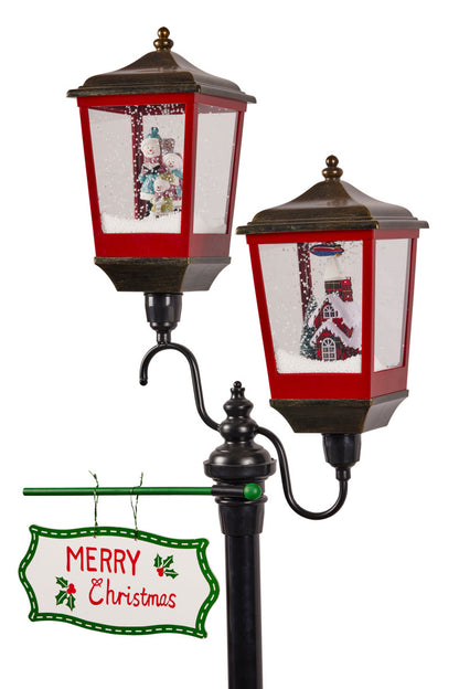 Christabelle 195cm Christmas Lamp Post with Lights Music & Snow - Black