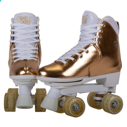 Circle Society Adjustable Quad Kids Roller Skates - Metallic Rose Gold Rhythm Skates