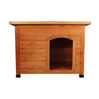 Little Buddies Small Wooden Dog Kennel Weatherproof Outdoor Pet House Shelter with Raised Floor & Hinged Flat Roof