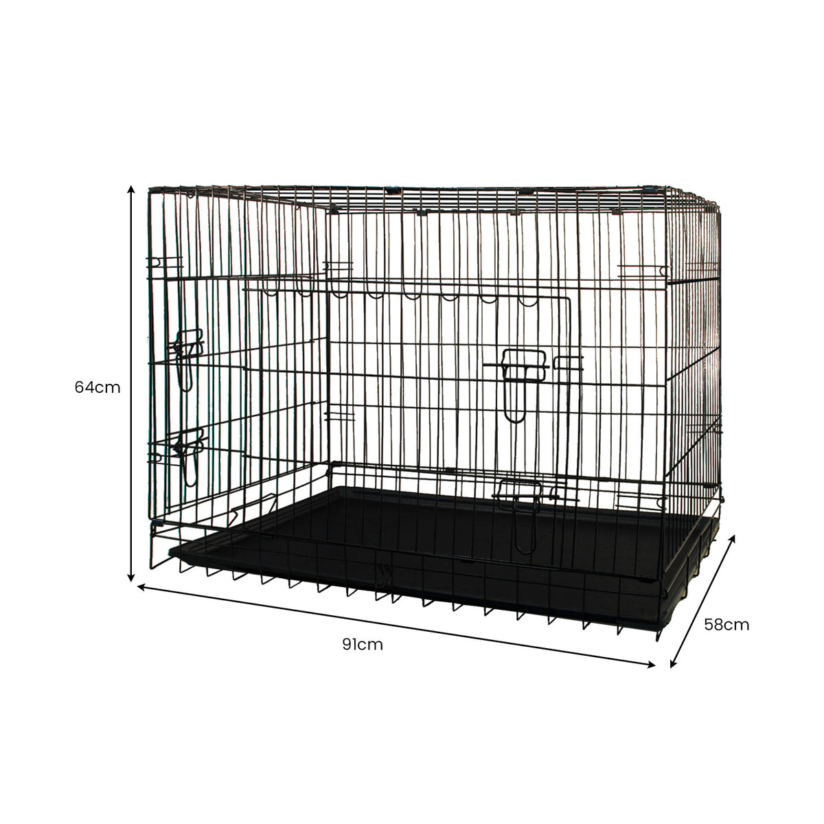 Royale 36 Inch Medium Foldable Wire Dog Crate Double Door Pet Kennel Cage with Removable Tray