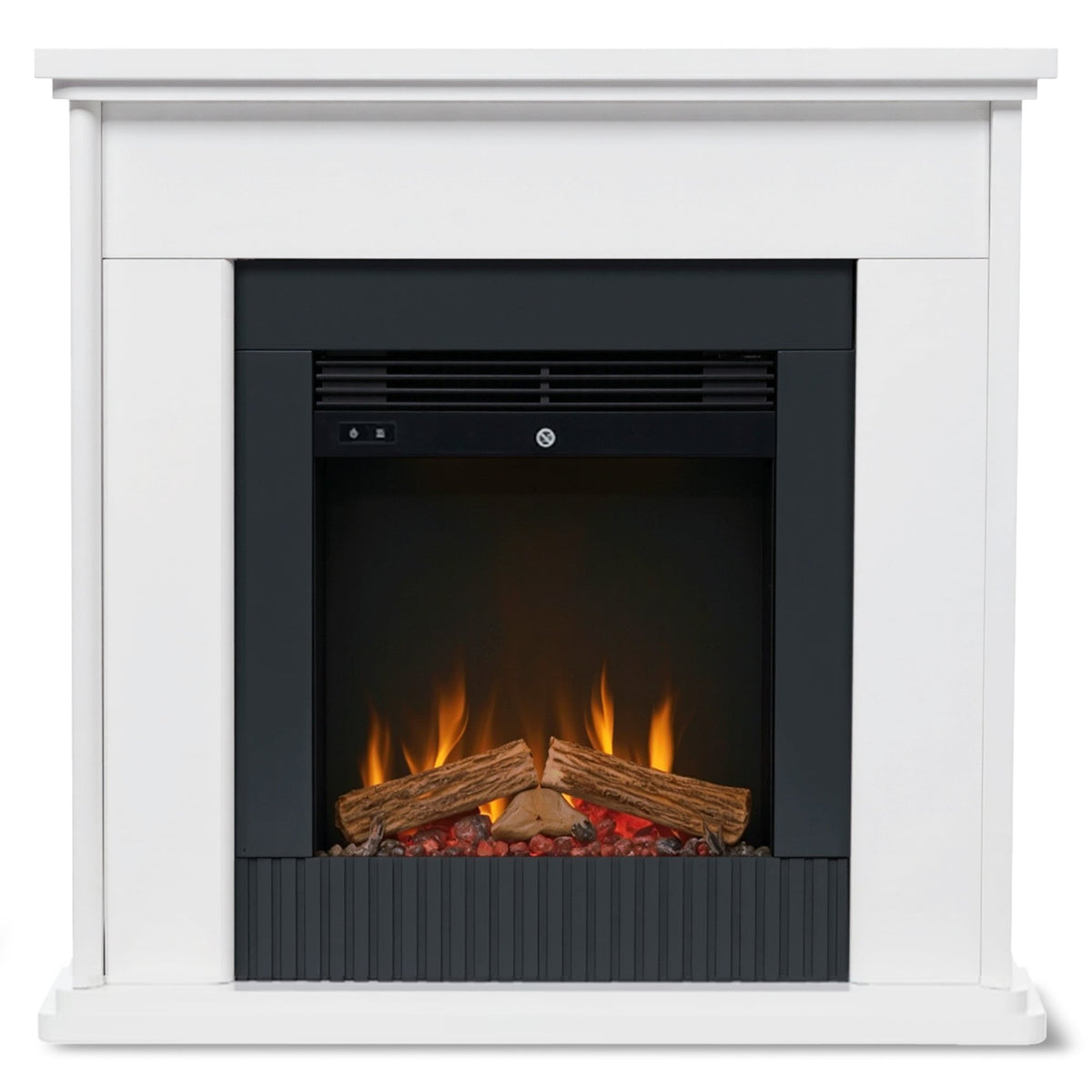Dimplex Embassy 2kW Mini Mantle Electric Fireplace Suite, Freestanding Optiflame LED Flame Effect Heater, White