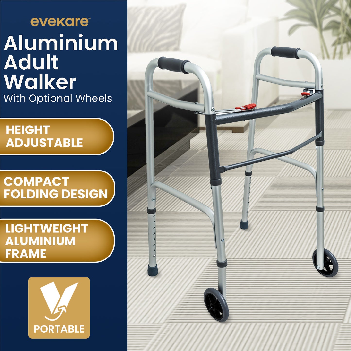 Evekare Adult Walker with Optional Wheels