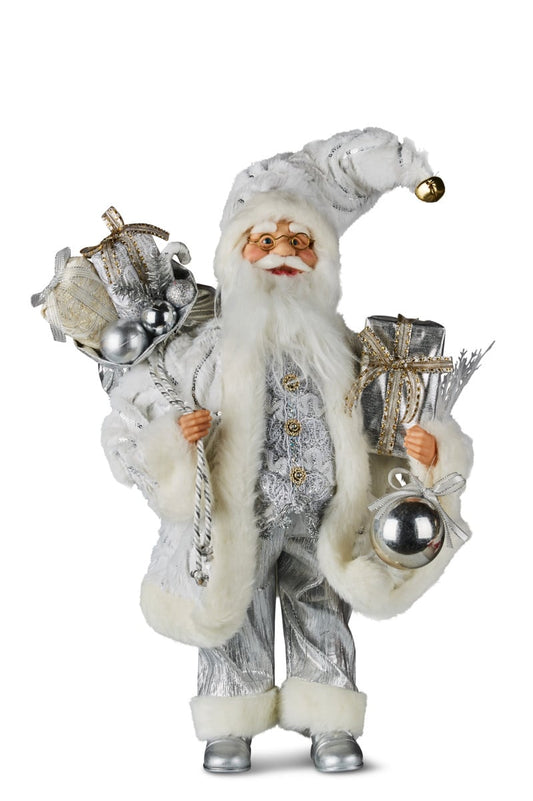 Christabelle White & Silver Santa Claus Christmas Decoration 46cm