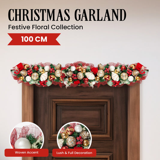 Christabelle 100cm Festive Floral Christmas Garland