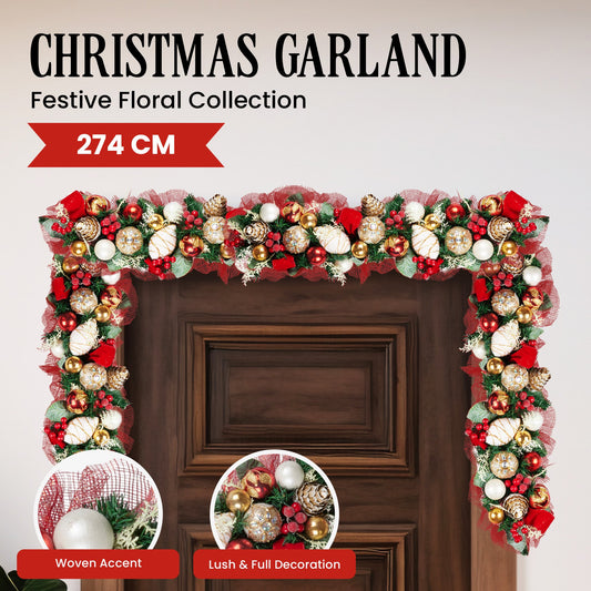 Christabelle 274cm Festive Floral Christmas Garland
