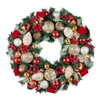 Christabelle Festive Floral Large Christmas Wreath - 71cm