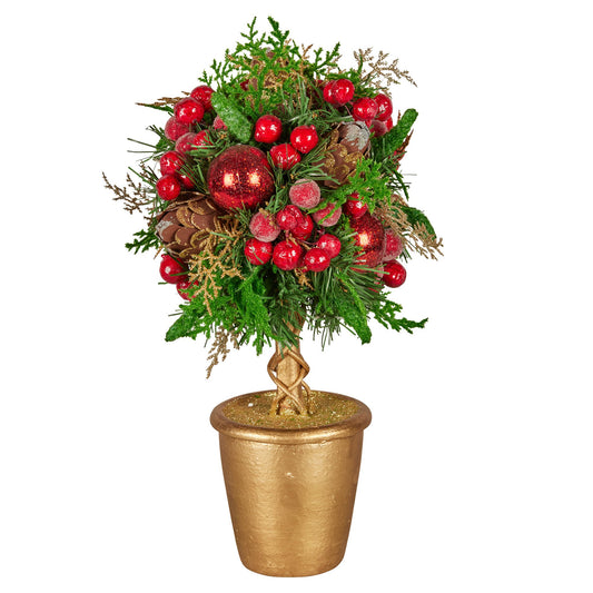 Christabelle 36cm Christmas Tabletop Topiary Berries & Baubles