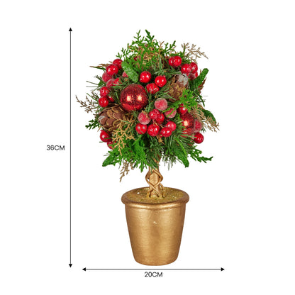 Christabelle 36cm Christmas Tabletop Topiary Berries & Baubles