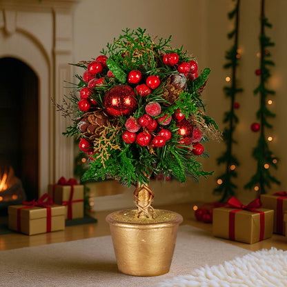 Christabelle 36cm Christmas Tabletop Topiary Berries & Baubles