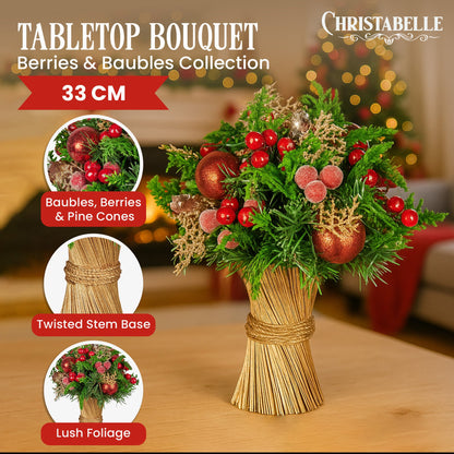 Christabelle 33cm Christmas Bouquet Berries & Baubles