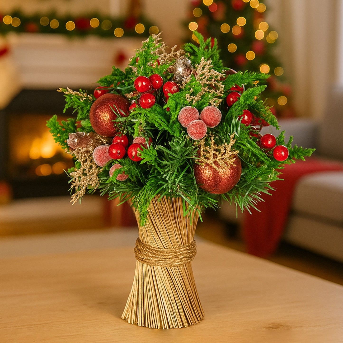 Christabelle 33cm Christmas Bouquet Berries & Baubles